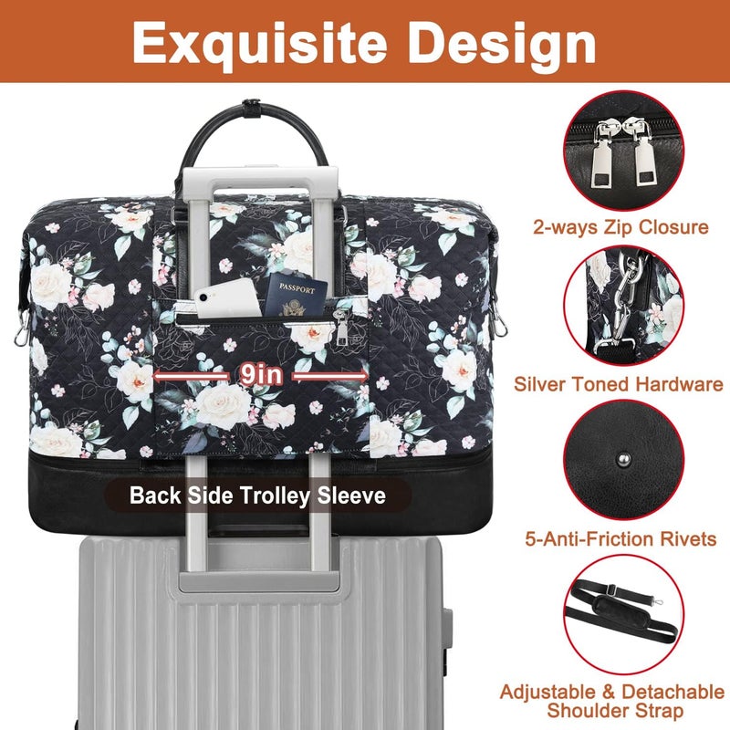 TIBES Travel Weekender Bag for Women, Overnight Bag with Shoe Compartment Oversized Travel Duffel Bag Carry On Tote 21" - Image 5